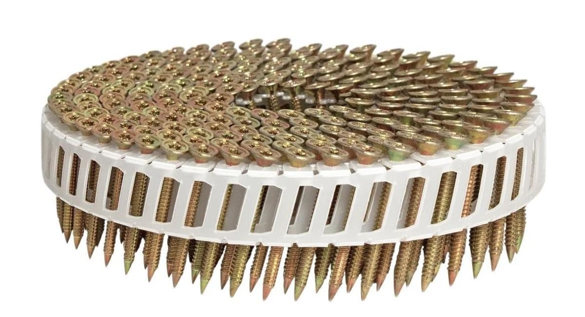 Used Scrail Fasco Collated Nail Screw Fasteners 1 3/8" Plastic Sheet Coil (2000 Pack)