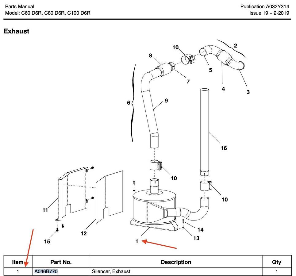Used 3" Cowl Miratech Generator Silencer Muffler | Cummins P/N: A046B770