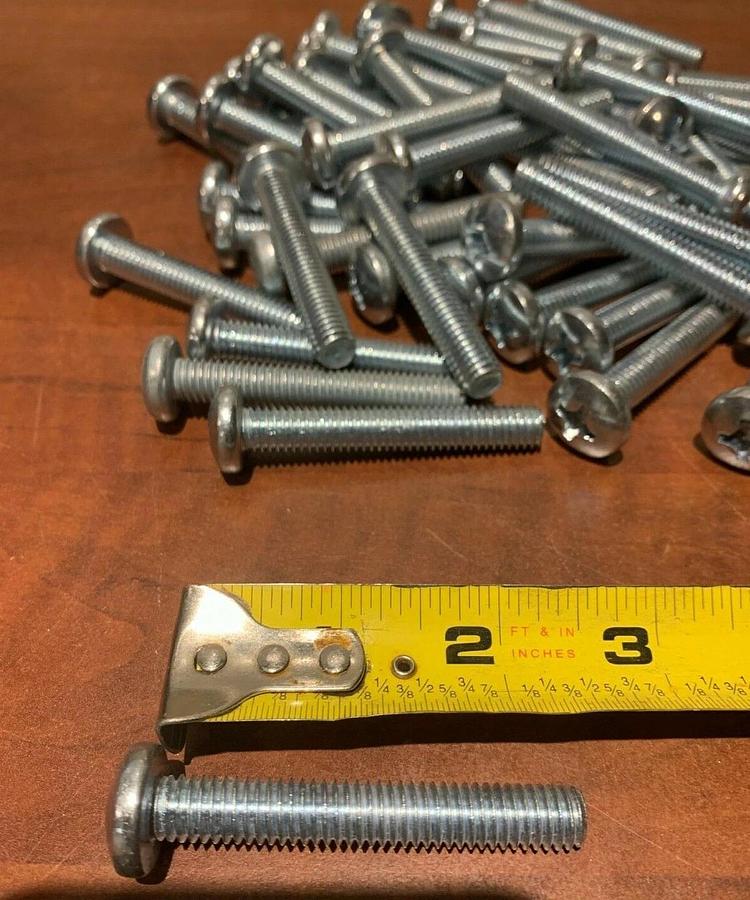 Used (50 Pack) 3/8"-20-2-1/2" Long Steel Phillips Machine Screws Coarse Thread