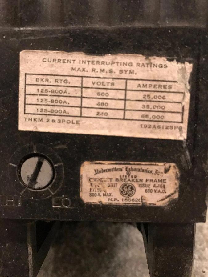 Used 800 Amp General Electric Circuit Breaker | 3 Pole, 60Hz