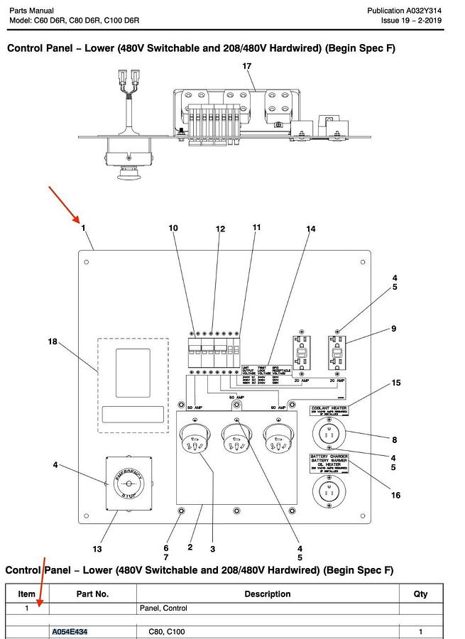 Used New Genuine OEM Cummins Control Panel | Fits C80D6R C100D6R | P/N: A054E434