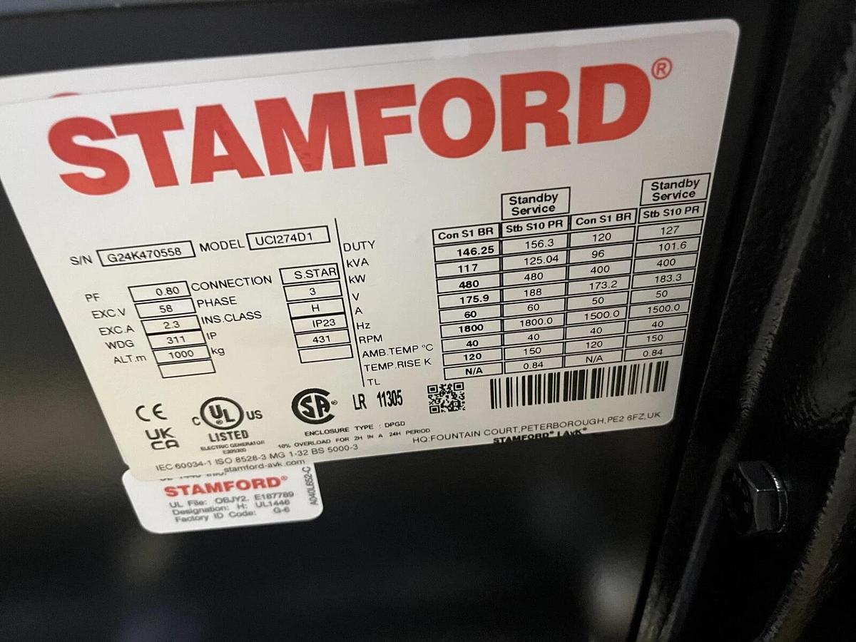 Used New 117kW (146kVA) Cummins / Stamford UCI274D1 Alternator - P/N: A041C532