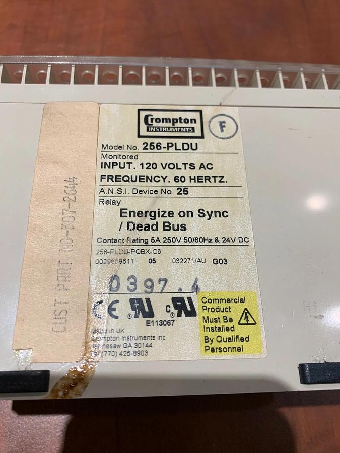Used Crompton Instruments 256-PLDU Protector Relay 120V 60Hz | P/N: 307-2644