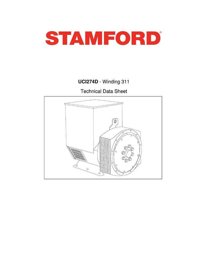 Used New 117kW (146kVA) Cummins / Stamford UCI274D1 Alternator - P/N: A041C532