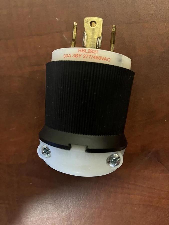 Hubbell Twist Lock Insulgrip Male Plug - HBL2821 30A 277/480VAC 3 Phase 4 Pole