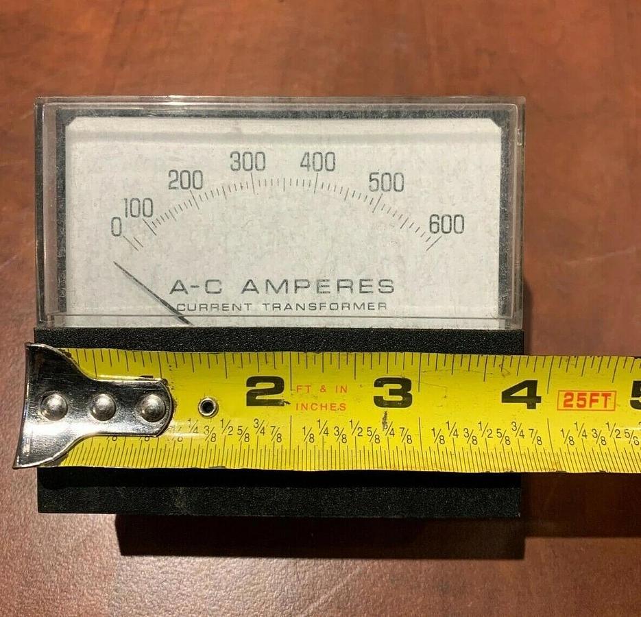 Used 0-600 A-C Amperes Current Transformer Panel Meter