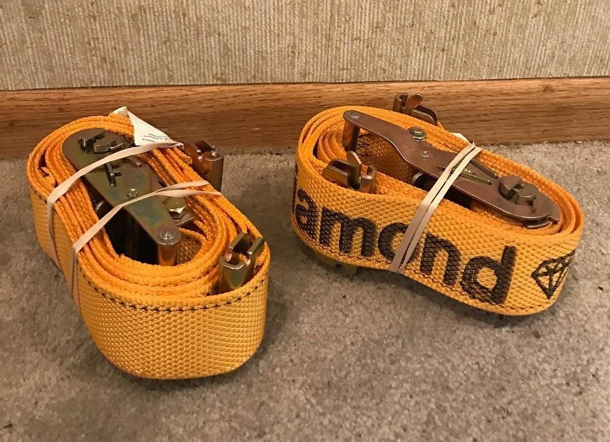 (2PC) 2"x12' Ratchet Logistic Tiedown Straps w/ E Track Fittings Cargo Box Van