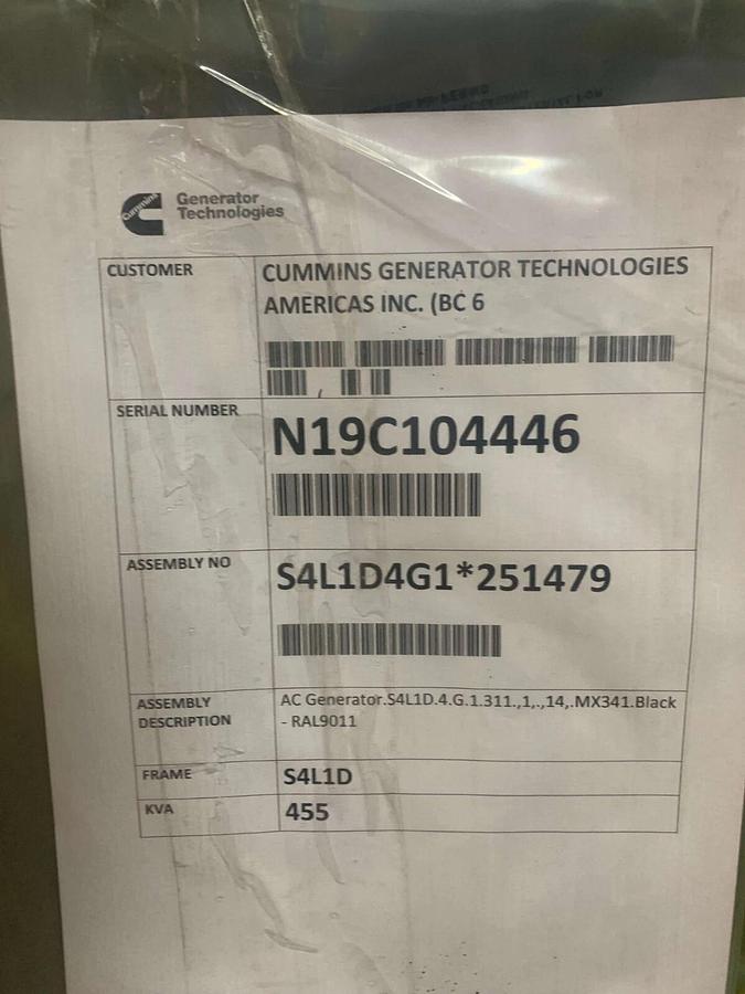 Used New 450kW Stamford S4L1D-G41 Alternator 480V 3PH | Winding: 311