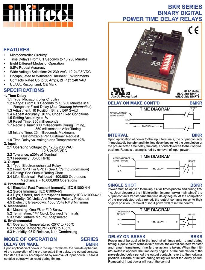 Used Used Infitec 30A 24VDC BBKR2G42 1-1023 Second Time Delay Relay - No.: 1815