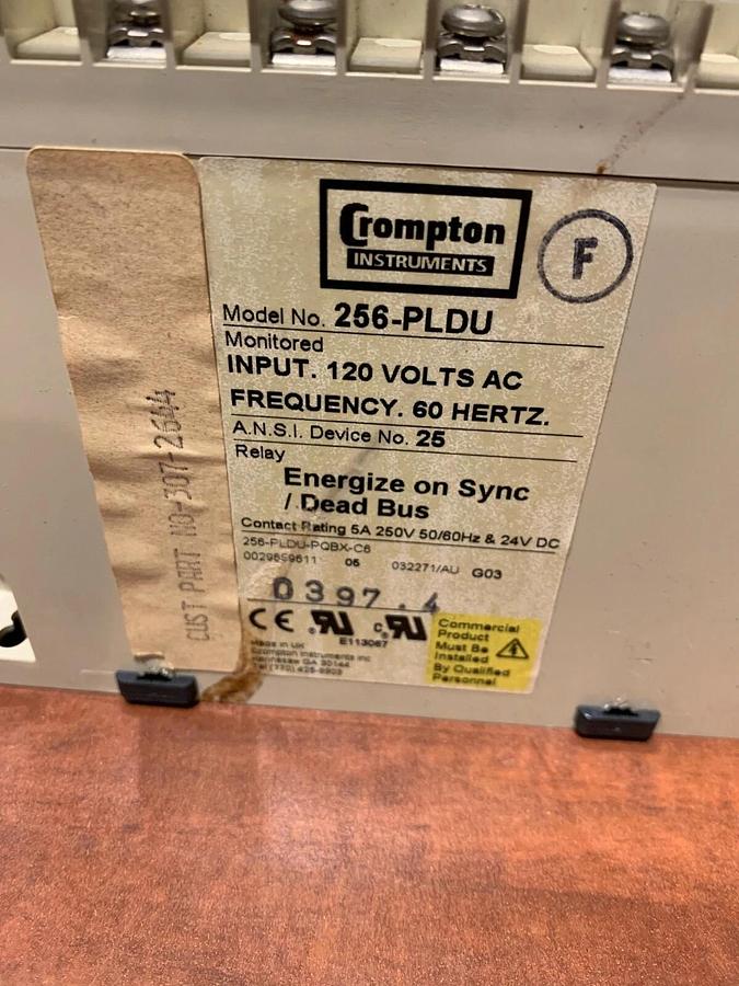 Used Crompton Instruments 256-PLDU Protector Relay 120V 60Hz | P/N: 307-2644