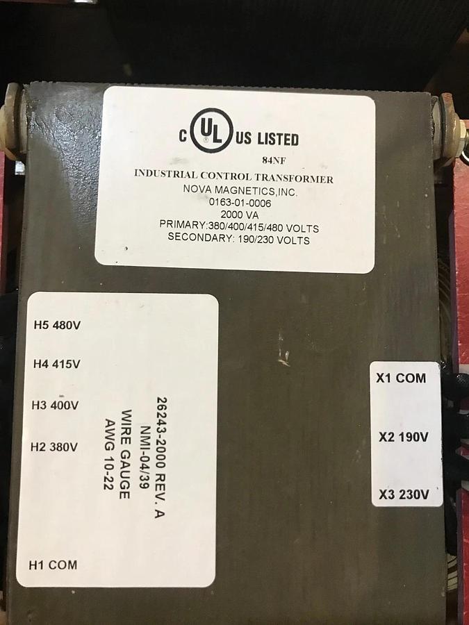 Used Used Nova Industrial Control Transformer 2000VA | 0163-01-0006