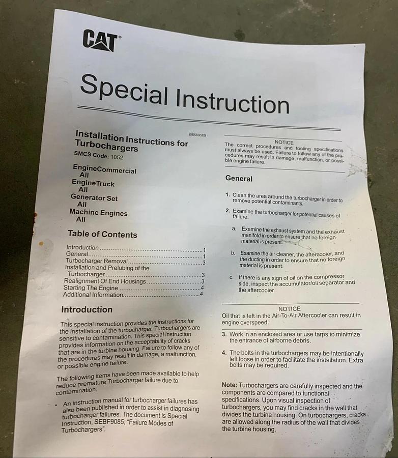 Caterpillar C175 Generator Gen Set Turbo Turbocharger GP-BAS | Cat P/N: 343-5683