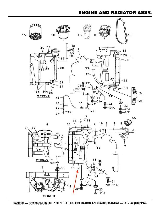 Used Mulitquip MQ Power Lower Inner Cooler Hose DCA70SSJU4i | P/N: M2311500303