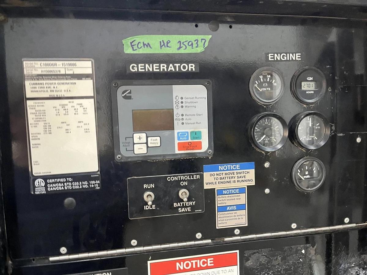 Used 100kw Cummins C100D6R Mobile Diesel Generator - S/N: H150865378 (New GenEnd!)
