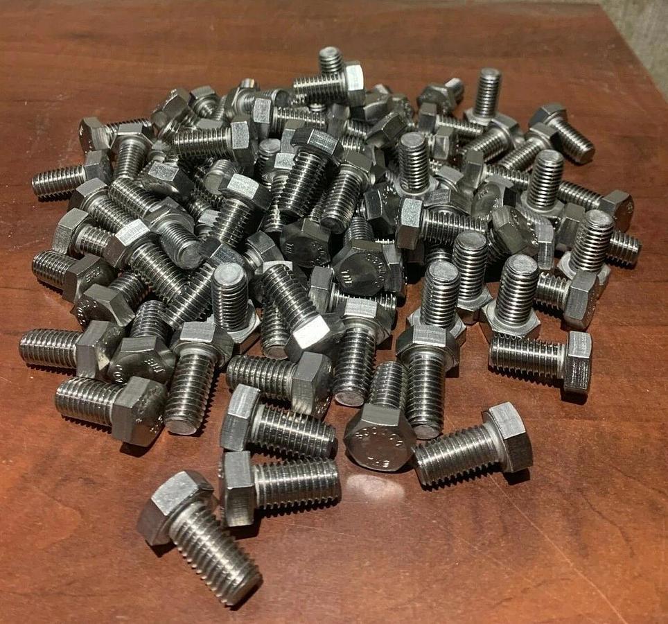Used (100 Pack) Stainless Steel Hex Bolts - 1/2" x 1" Long | P/N: 1-H-50C-100