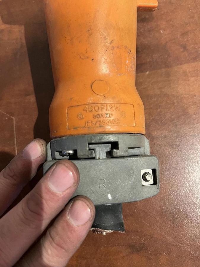 Used Used Hubbell 460P12W 60 Amp 125/250VAC Male Pin and Sleeve Connector