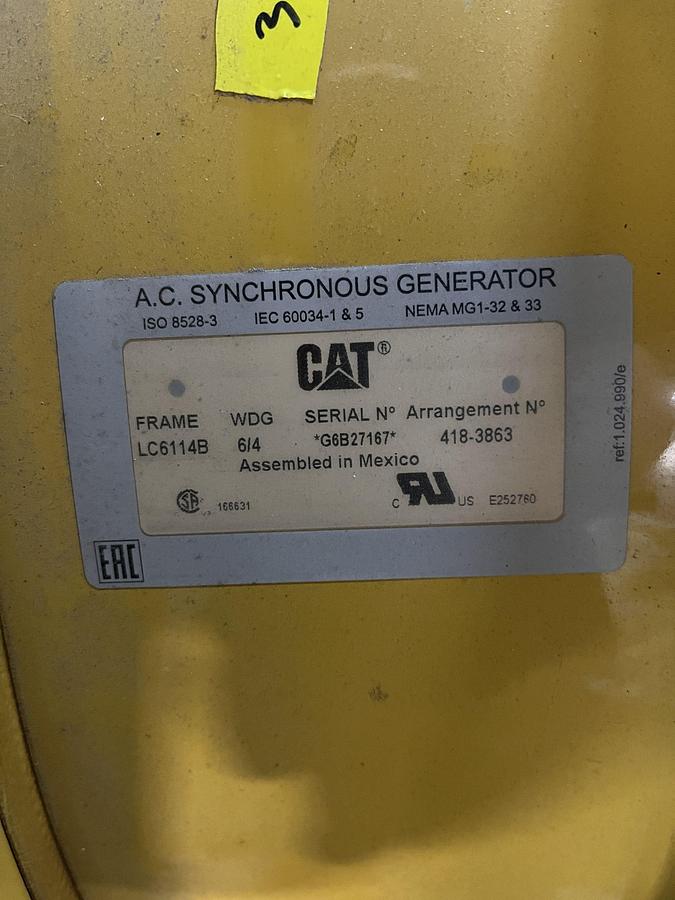 320kW CAT LC6114B Alternator - S/N: G6B27167