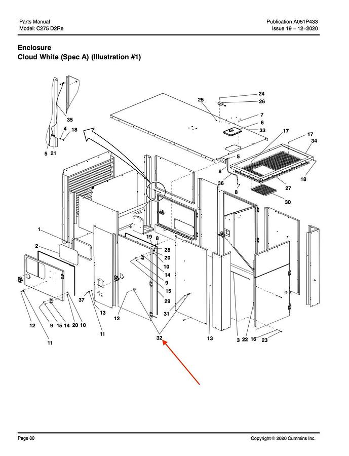 Used (4 Pack) New Style Cummins Generator Door Catch C275D2RE | P/N: A051A732
