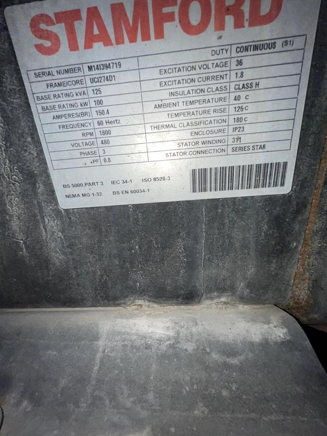 100kW Cummins C100D6R Mobile Diesel Generator - S/N: J140751012 (New Engine!)