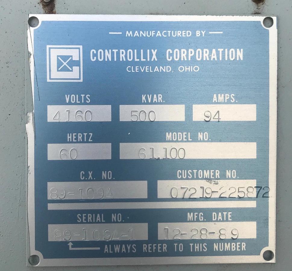 Used 500kVAR Controllix Corporation Load Bank 4160V | S/N: 89-109