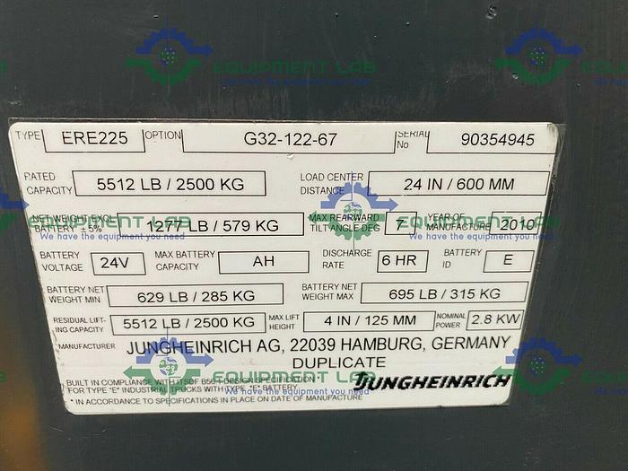Used Jungheinrich ERE 225 Stand-On Electric Pallet Truck Jack 5500 LBS w/ Charger