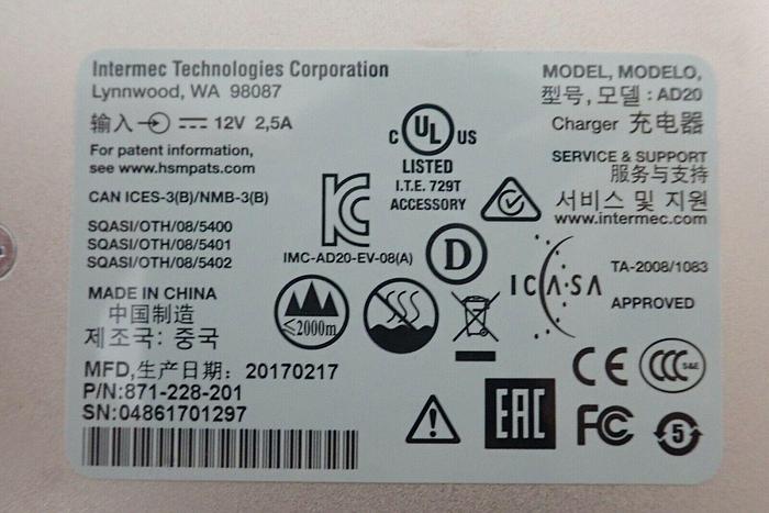 Used Intermec 871-228-201 Single Cradle Docking Charger 783555022405