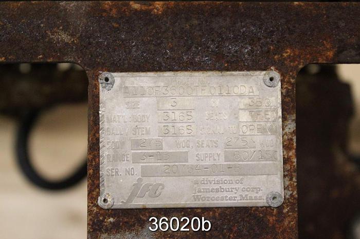 Used Jamesbury 3" Ball Control Valve, A110F3600TF0110DA #36020