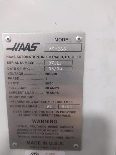 Used 2004 HAAS VF-2SS 4-Axis CNC Vertical Machining Center