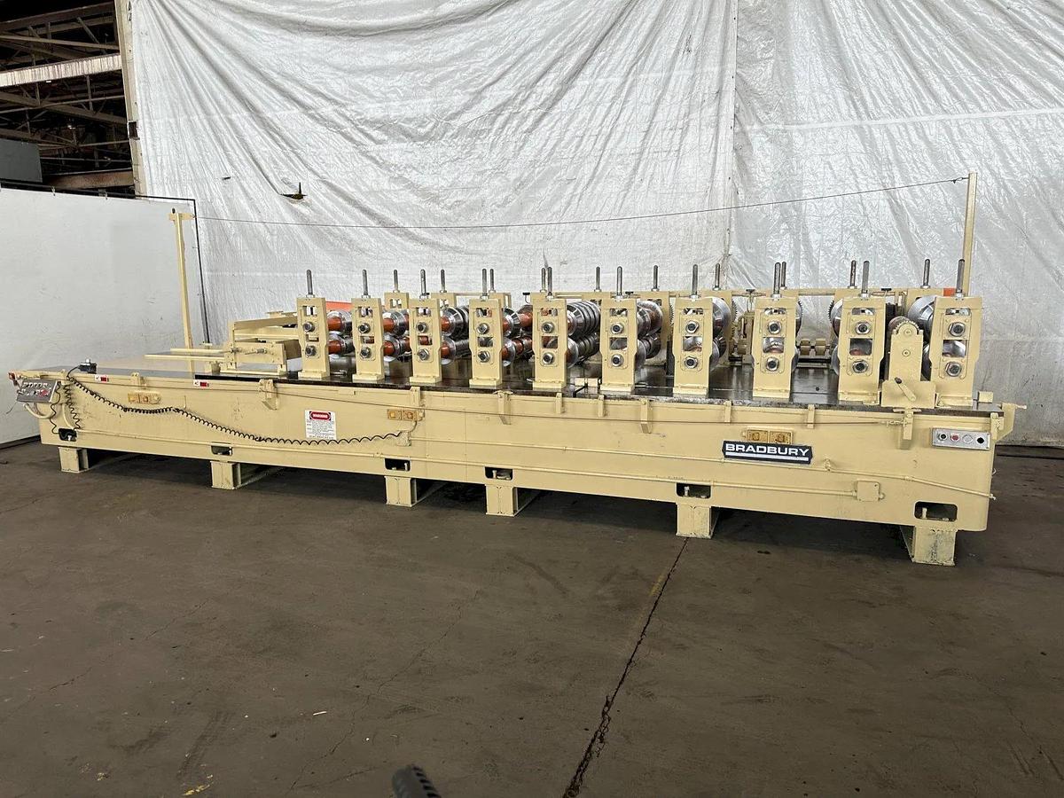 Used 10 Stand x 3.5” Arbor x 42” Bradbury Standing Seam 360 & Standing Seam Rafted Rollformer