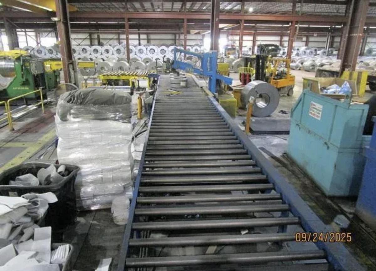 Used 72" x 10,000# Braner / Chicago Coil Banding Line with Braner Turret Stacker