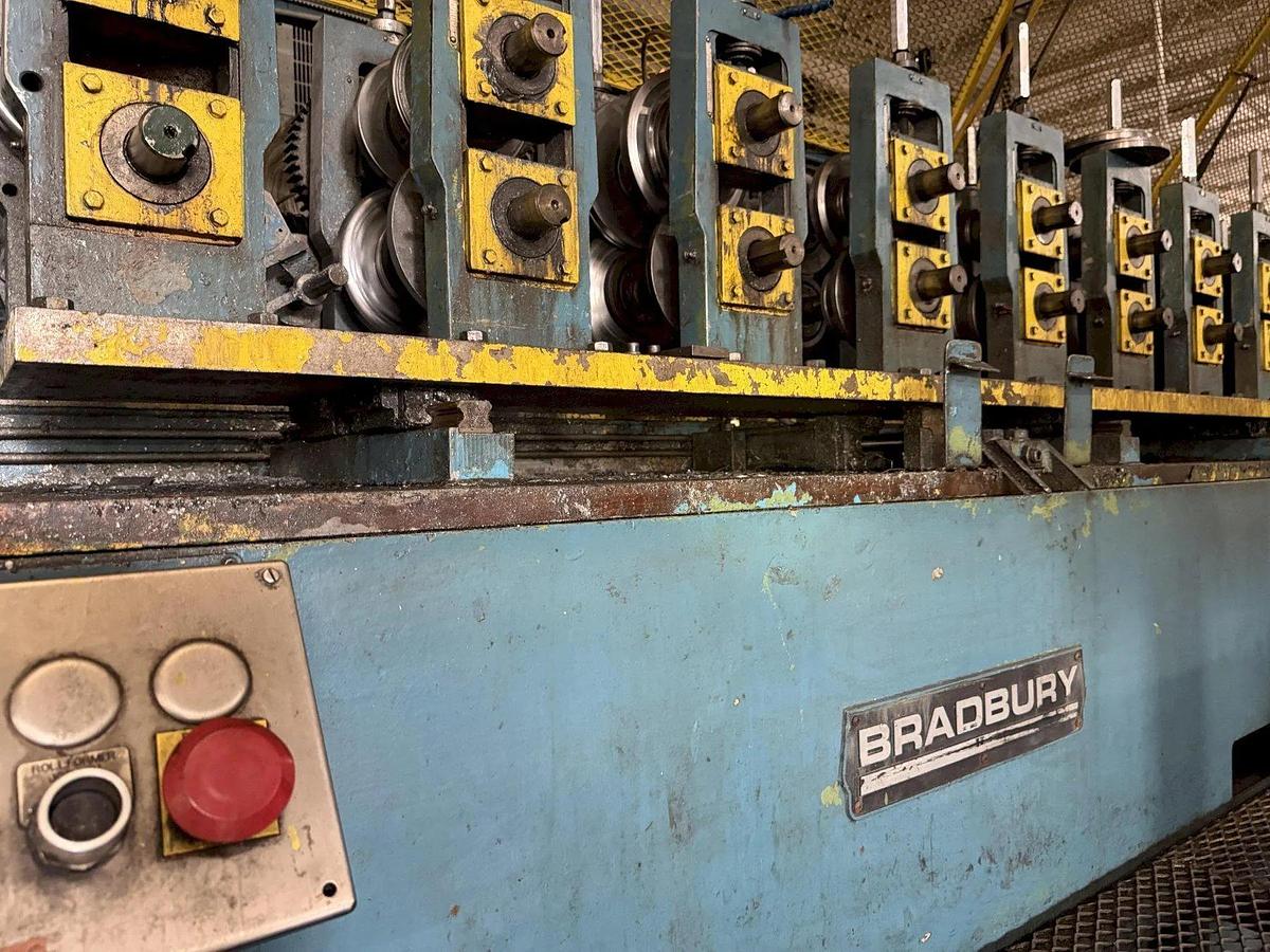Used 12 Stand x 2" Arbor x 12" Roll Space Bradbury Stud Mill / Roll Forming Line