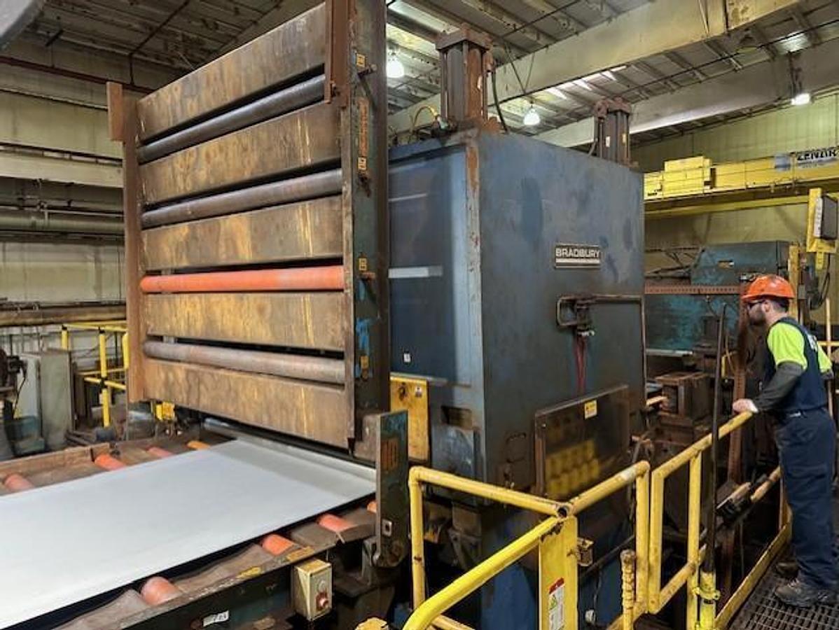 Used 72” x .250” Bradbury 11 Roll, 4-Hi Auto-Selective Pull-Thru Leveler