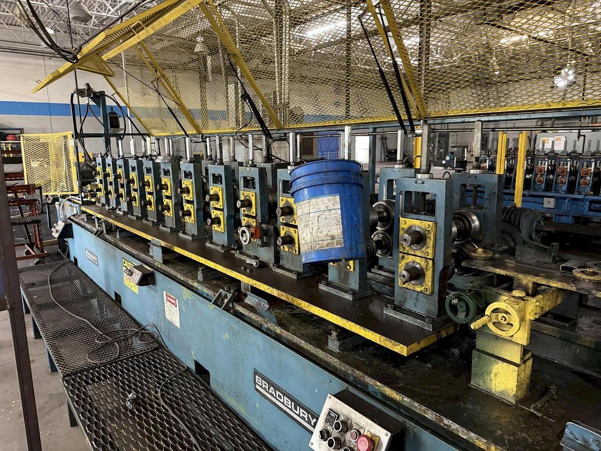 Used 12 Stand x 2" Arbor x 12" Roll Space Bradbury Stud Mill / Roll Forming Line