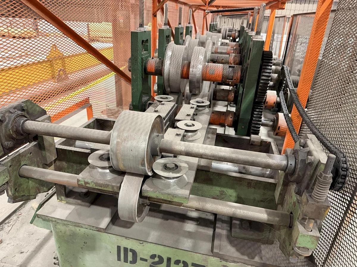 Used 12 Stand x 3.5” Arbor x 26” Roll Space Bradbury C&Z Purlin Roll Forming Line