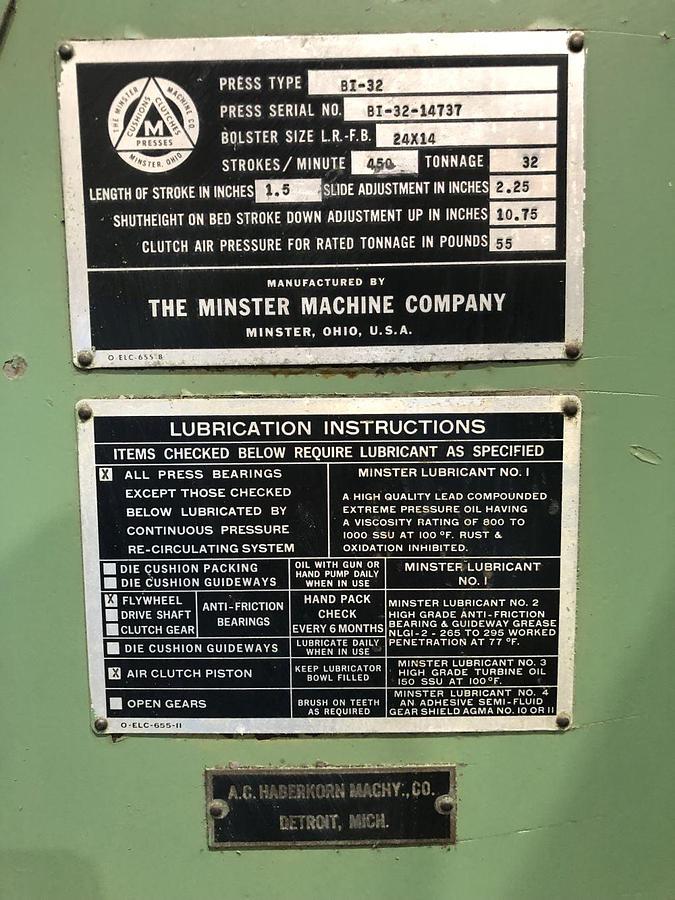Used Minster 32 Ton Press