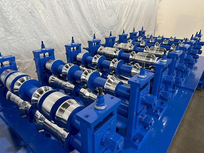 Used 14 STAND x 3.5" x 48" BRADBURY "36" SHADOW WALL PANEL" RAFTED ROLLFORMER