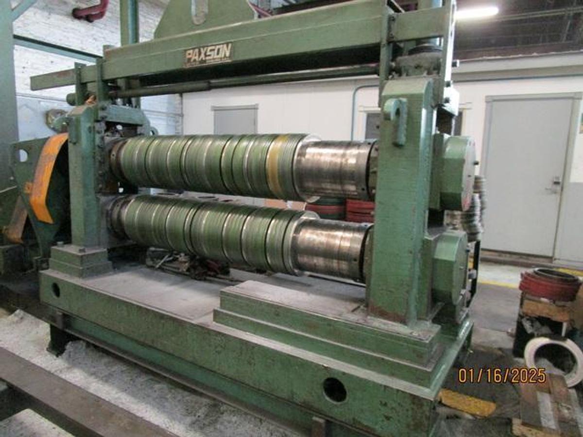 Used 60" x .187” x 50,000# Chicago/Paxson Loop Slitting Line with 2 Heads