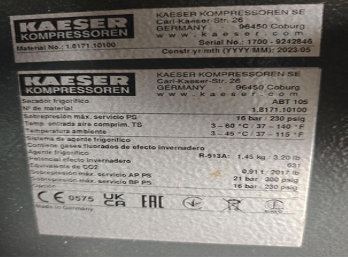 Used 125 HP Kaeser CSD75T Rotary Screw Air Compressor with Dryer