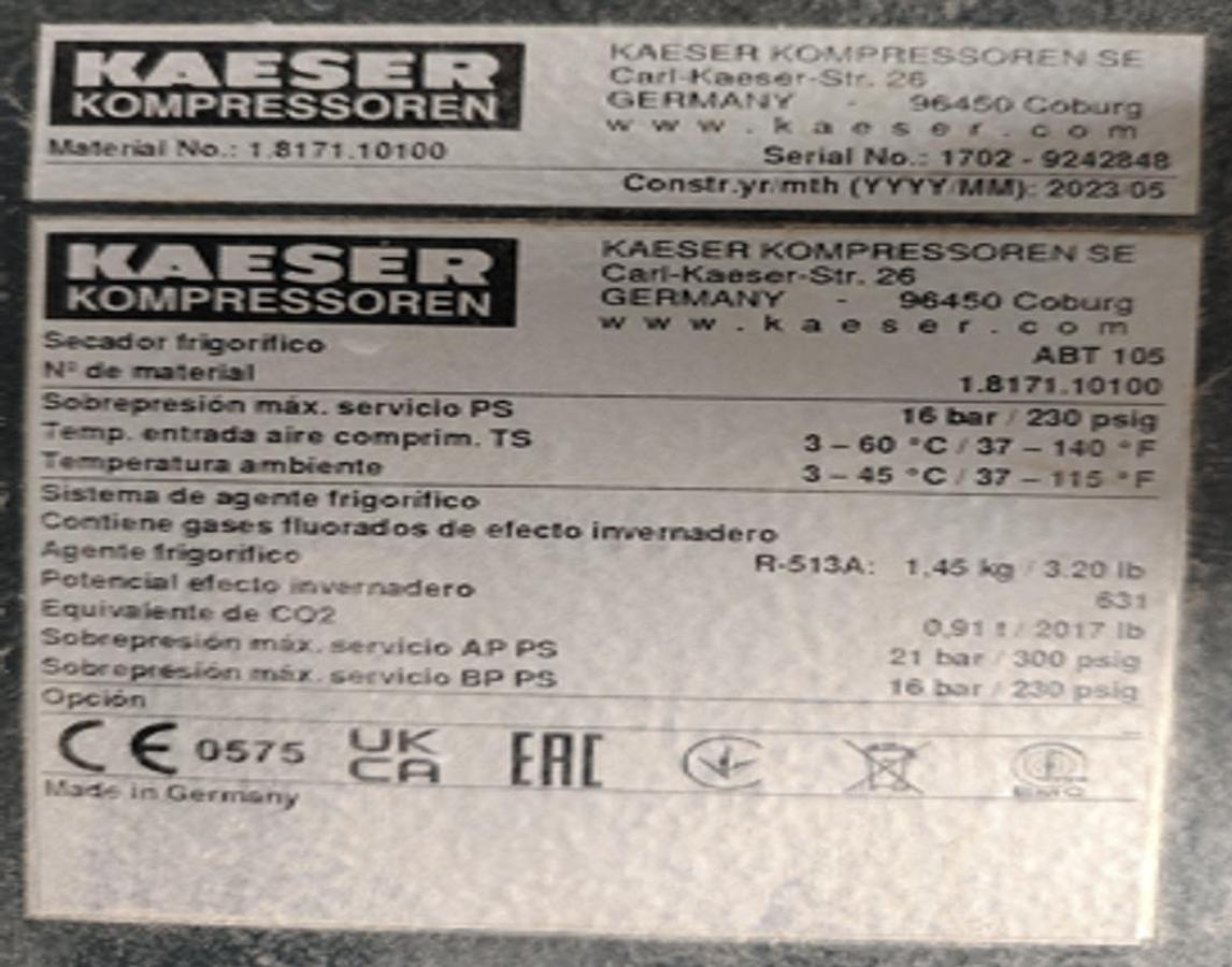 Used 125 HP Kaeser CSD75T Rotary Screw Air Compressor with Dryer