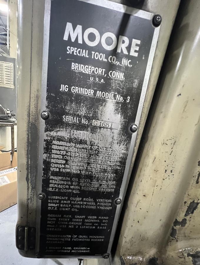 Used MOORE Jig Grinder Model No. 3