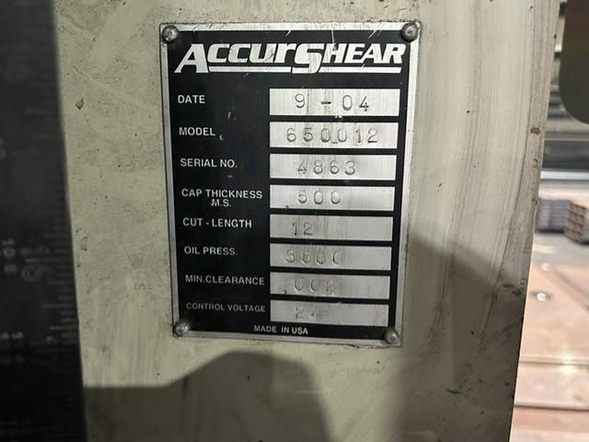 Used 12’ x 0.500” Accurshear Shear