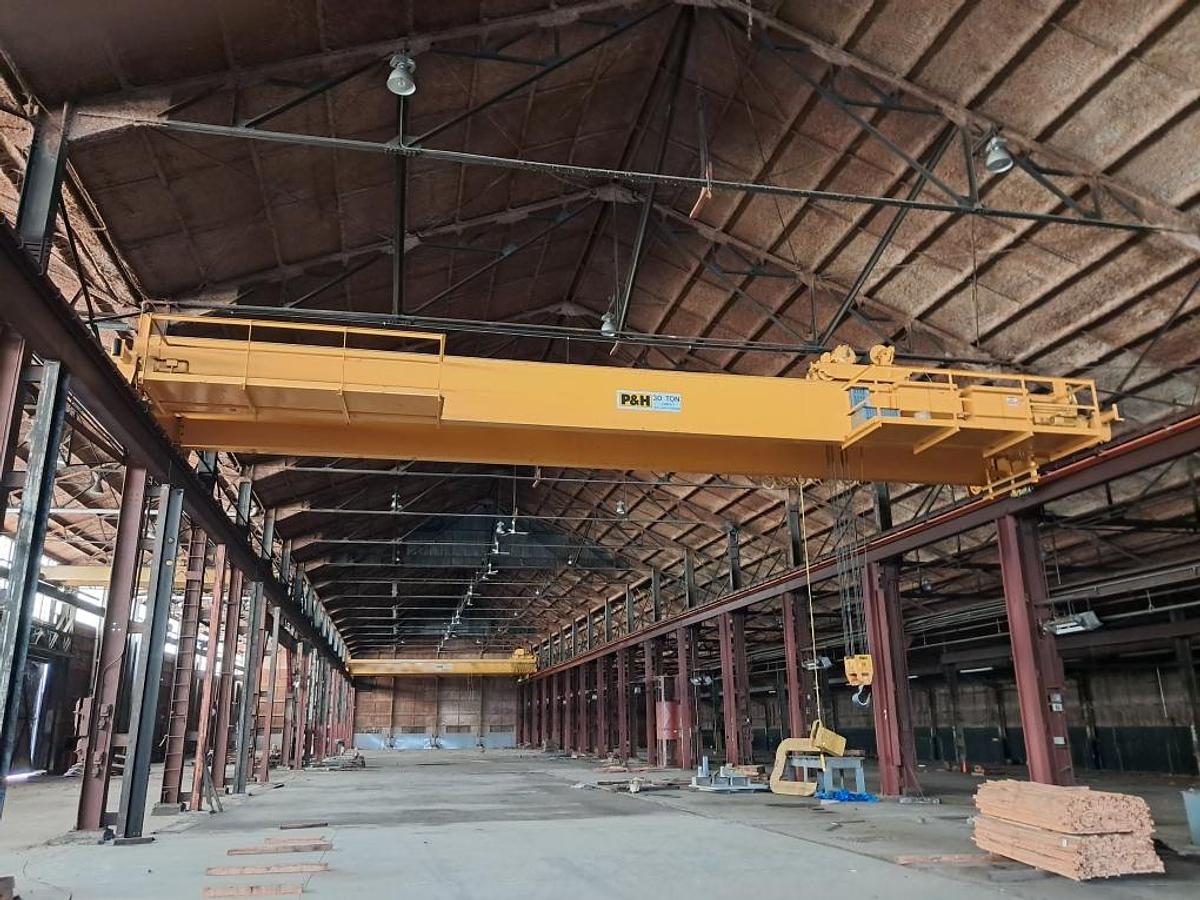 Used 15 Ton x 56' P&H Top Running Double Girder Bridge Crane (2 Available) 