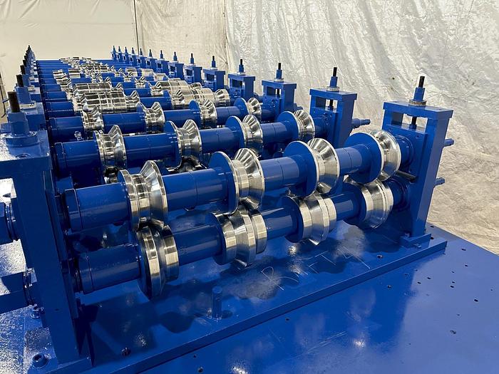 Used 14 STAND x 3.5" x 48" BRADBURY "36" SHADOW WALL PANEL" RAFTED ROLLFORMER