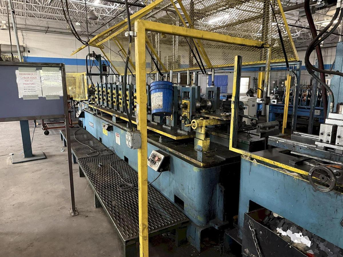 Used 12 Stand x 2" Arbor x 12" Roll Space Bradbury Stud Mill / Roll Forming Line