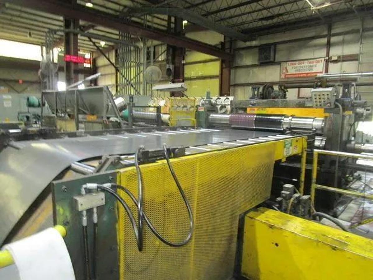 Used 72" x .187" x 60,000# Chicago Slitting Line with Two Injector Heads and Banding Line