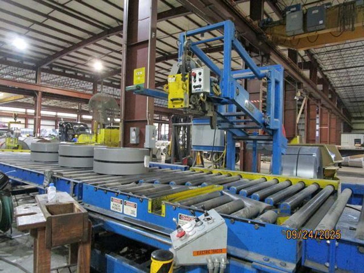 Used 72" x 10,000# Braner / Chicago Coil Banding Line with Braner Turret Stacker