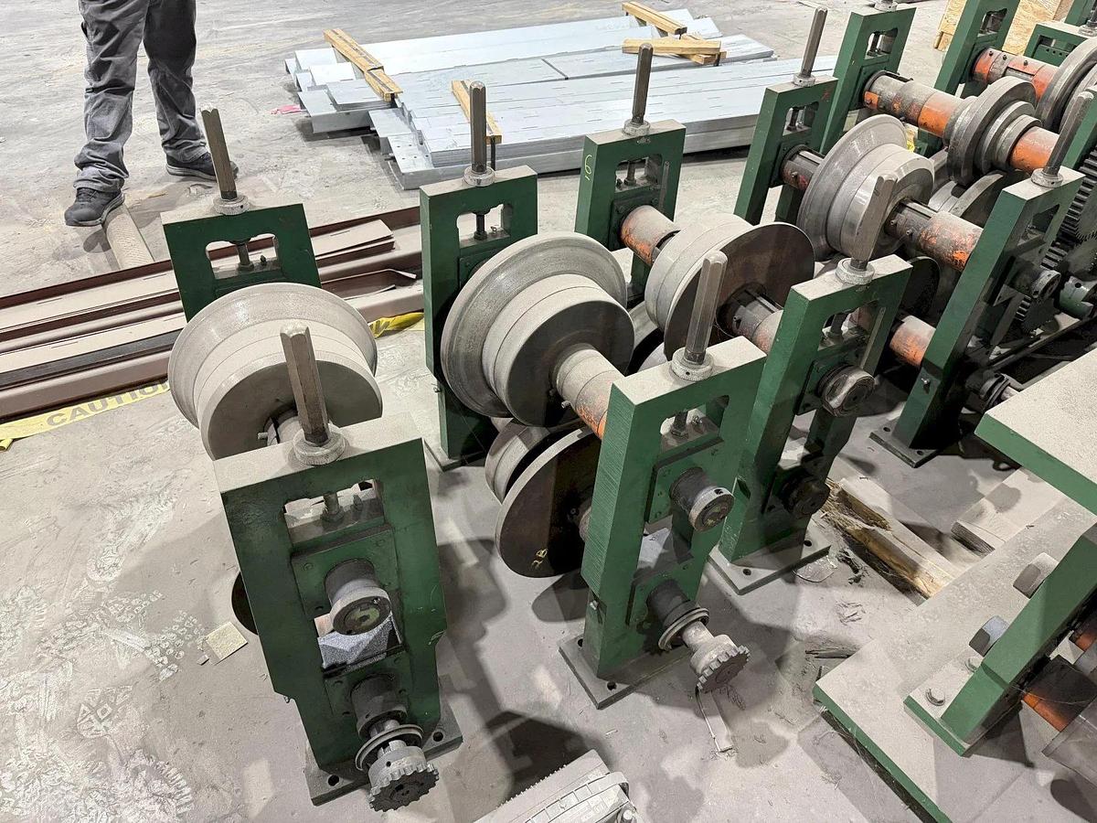 Used 12 Stand x 3.5” Arbor x 26” Roll Space Bradbury C&Z Purlin Roll Forming Line