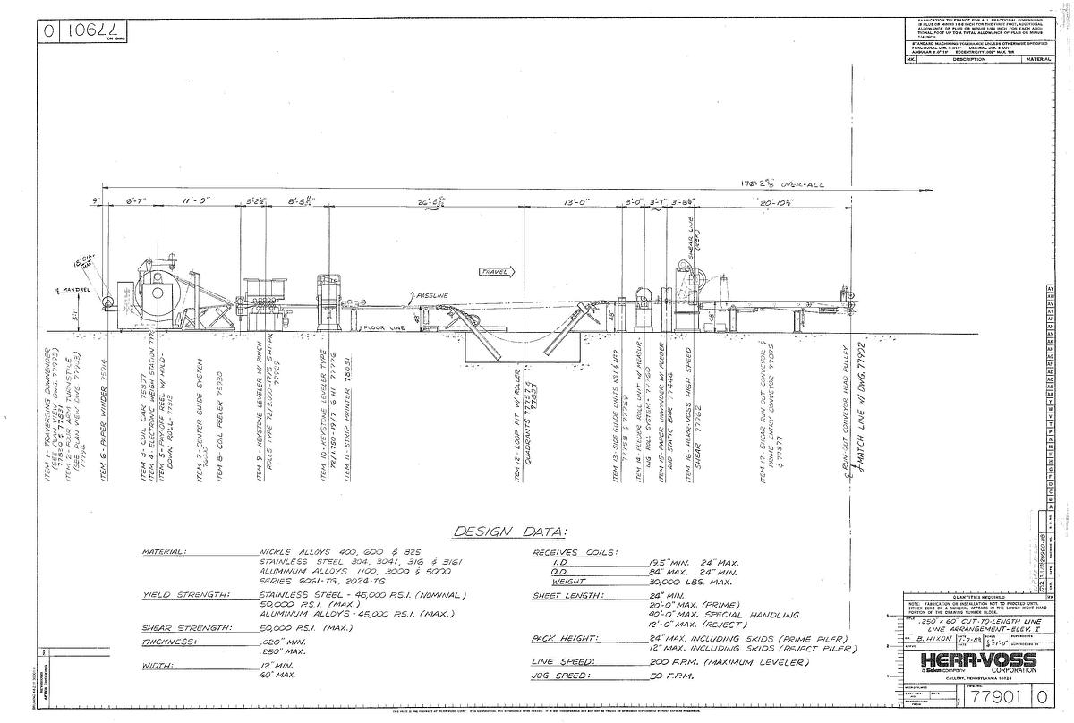 Used 60" x .135" Herr Voss Cut-To-Length Line (Used)