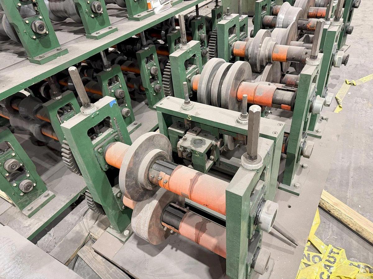 Used 12 Stand x 3.5” Arbor x 26” Roll Space Bradbury C&Z Purlin Roll Forming Line