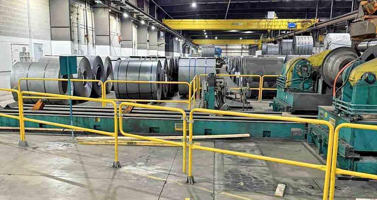 Used 74" x 0.375" x 60,000 Lb Herr Voss Cut To Length Line